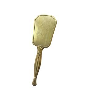 Antique Engraved Brass Hairbrush Gold boudoir hair vanity decor vintage bathroom
